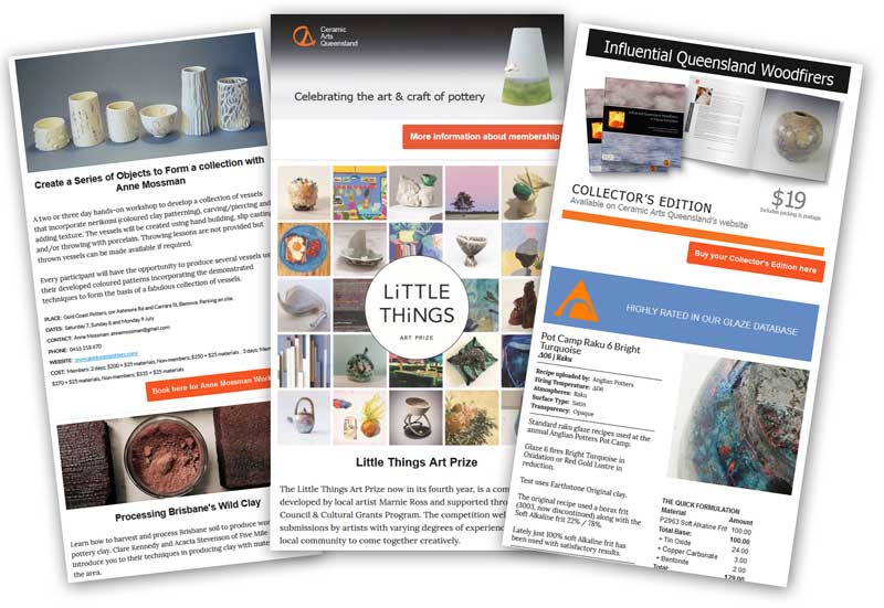 Ceramic Arts Queensland Newsletter Campaign Write Words